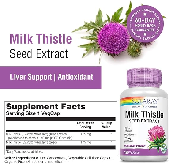 Solaray Vital Extracts Milk Thistle 120CT 175MG Veg Capsule