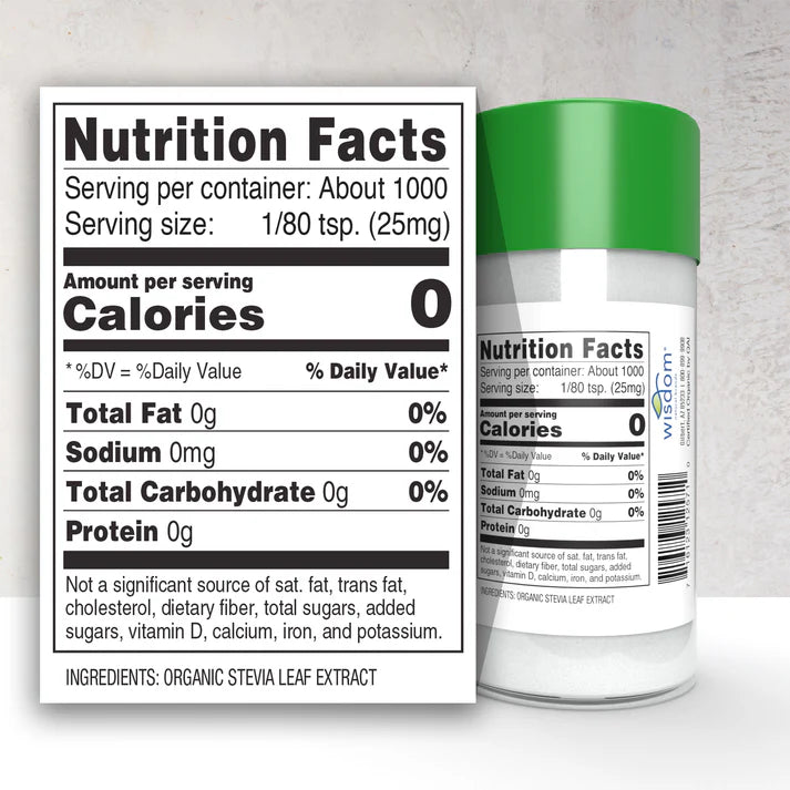 SWEET LEAF Stevia Extract, Powder, White 25 GRAM