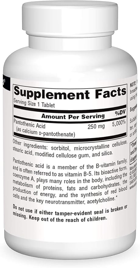 Source Naturals Pantothenic Acid Vitamin B-5 250 mg