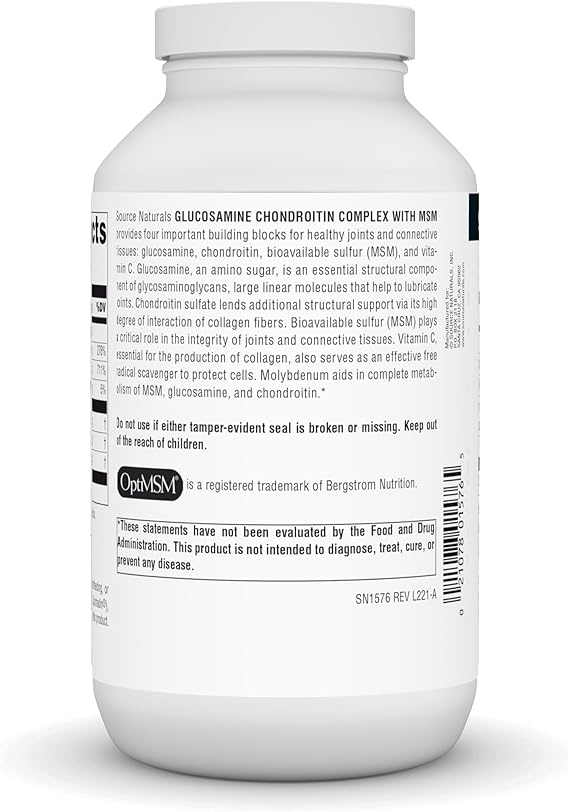 SOURCE NATURALS GLUCOSAMINE CHONDROITN MSM 120 TABLETS
