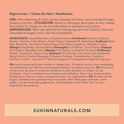 SUKIN NATURALS GLOW NIGHT MOISTURISER 1.69 OZ