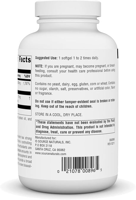 SOURCE NATURALS VITAMIN E MIXED TOCO 400IU 250SG