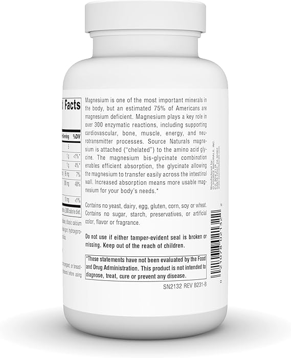 SOURCE NATURALS MAGNESIUM BIS-GLYCINATE 120T