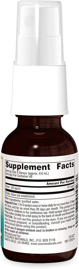SOURCE NATURALS WELLNESS COLL SLVR THROAT SPRAY 1OZ