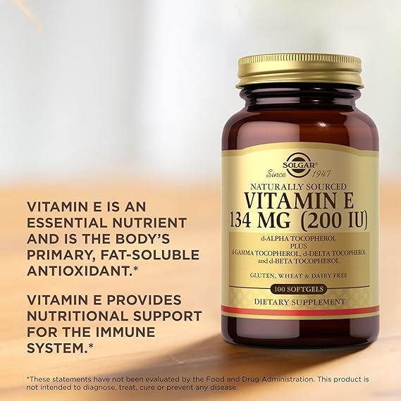 Solgar Vitamin E 134 mg (200 IU) Mixed Softgels (d-Alpha Tocopherol & Mixed Tocopherols) 100softgel