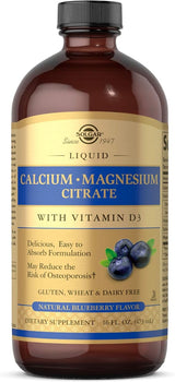 Solgar Liquid Calcium Magnesium Citrate with Vitamin D3 - Natural Blueberry Flavor 16 ozliquid