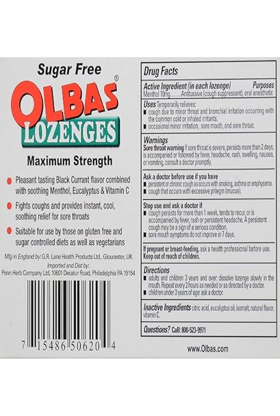 OLBAS SUGAR FREE BLACK CURRANT 24 LOZENGES