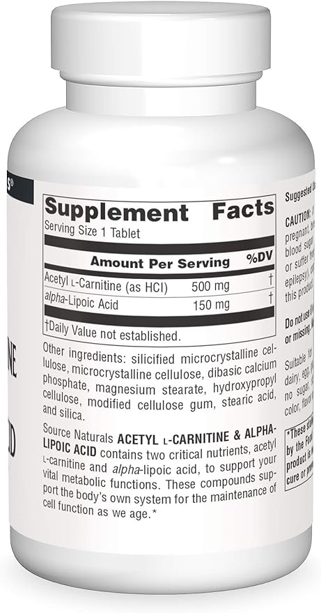 SOURCE NATURALS ACETYL L-CARN&ALPHA LIPOIC 120T