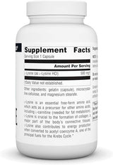 SOURCE NATURALS L-LYSINE CAP 500MG 100C