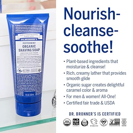 DR. BRONNER'S ORGANIC SHAVING SOAP PEPPERMINT 7 FLOZ