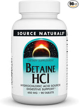 SOURCE NATURALS BETAINE HCL 650MG 90T