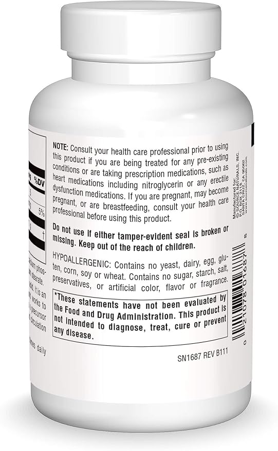 SOURCE NATURALS L- ARGININE CAPS 500MG 50C