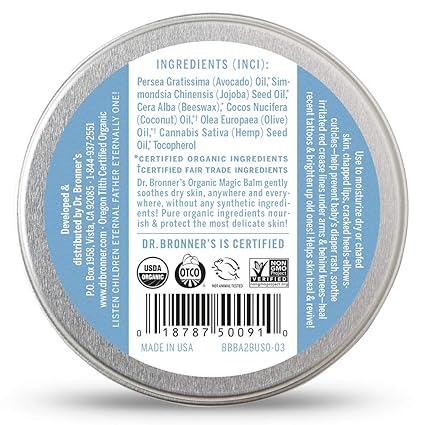 DR. BRONNER'S UNSCENTED ORGANIC MAGIC BALM 2 OZ