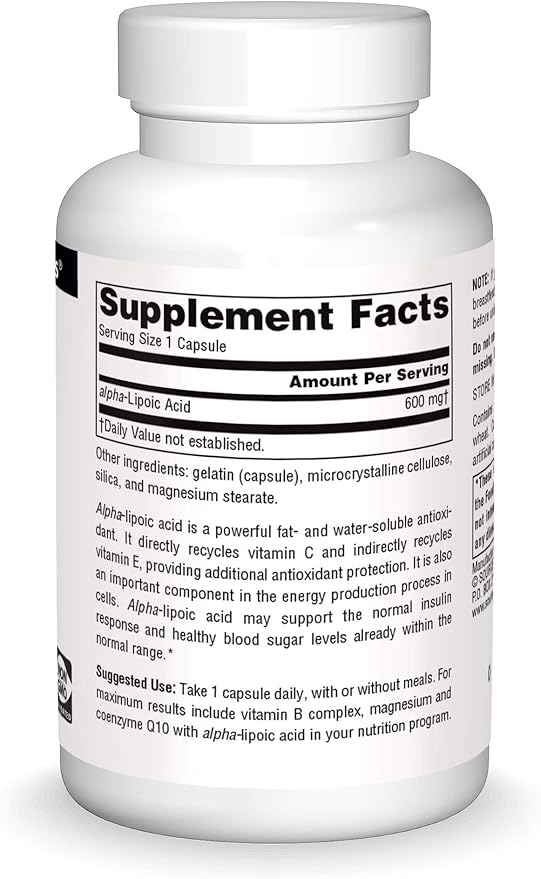 SOURCE NATURALS ALPHA LIPOIC ACID 600MG CAP 60