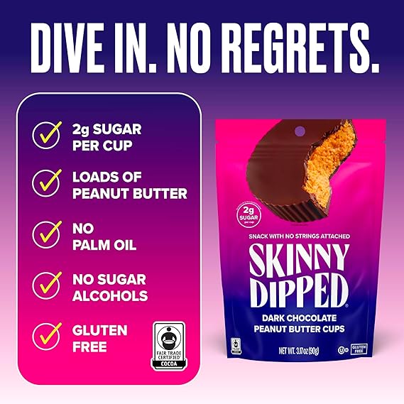 SKINNYDIPPED Dark Chocolate Peanut Butter Cup 3.17 OZ