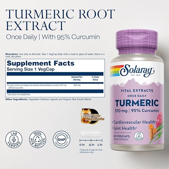 Solaray Vital Extracts Turmeric 60CT 600MG Veg Capsule