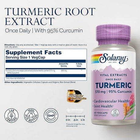 Solaray Vital Extracts Turmeric 60CT 600MG Veg Capsule
