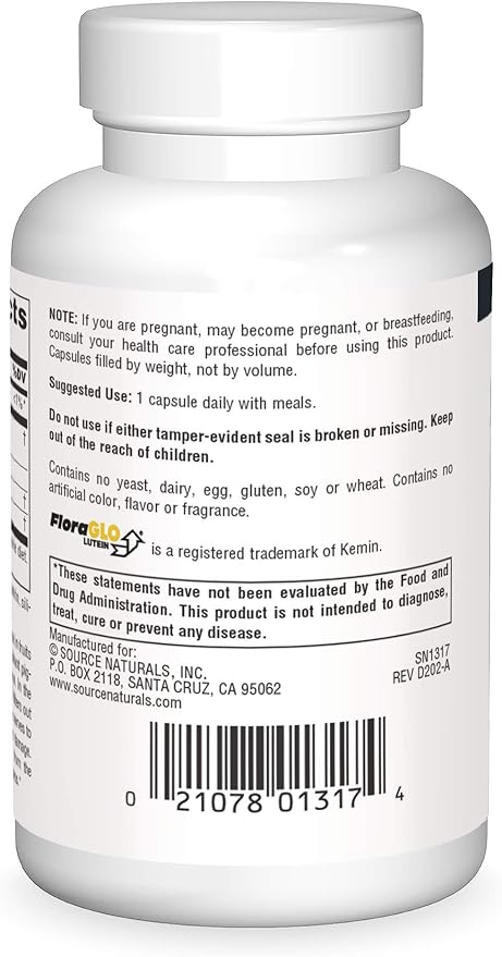 SOURCE NATURALS LUTEIN W/ FLORAGLO 20MG CAP 30C