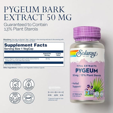 Solaray Vital Extracts Pygeum 60CT 50MG Veg Capsule