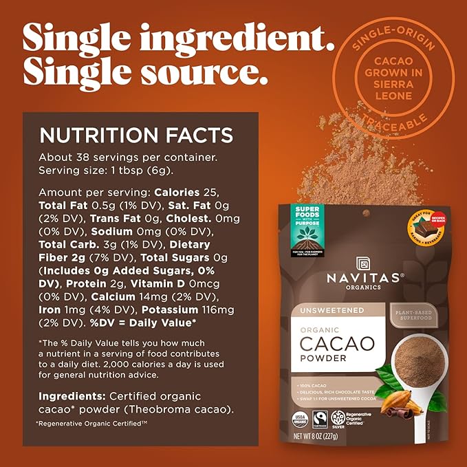NAVITAS ORGANICS Cacao Powder 8 OZ