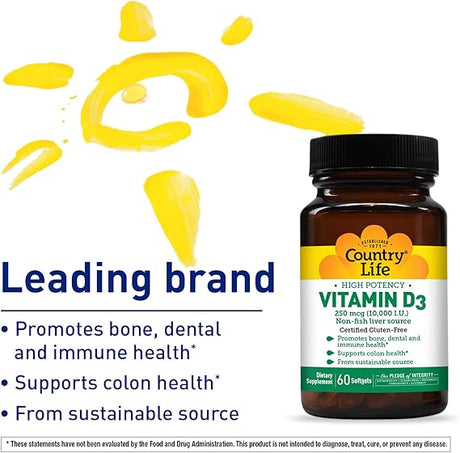 Country Life VITAMIN D3 10,000IU 60 Softgel
