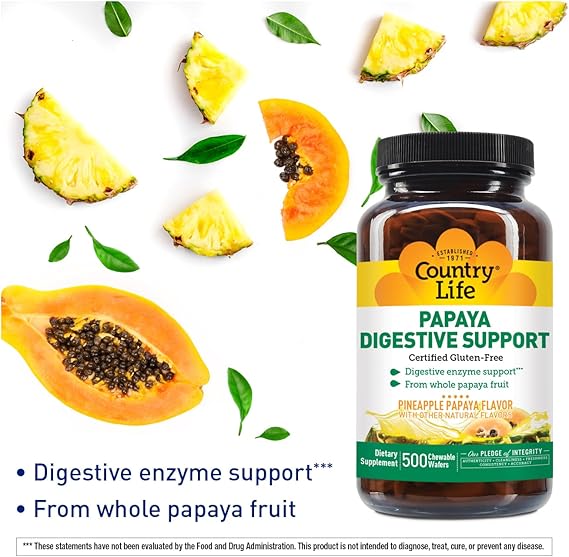Country Life PAPAYA CHEWABLE 500 Tablet
