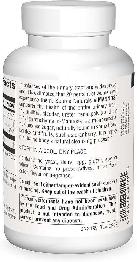 SOURCE NATURALS D-MANNOSE 500MG CAP 60C