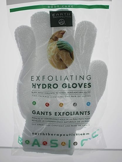 EARTH THERAPEUTICS EXFOLIATING HYDRO GLOVES WHITE