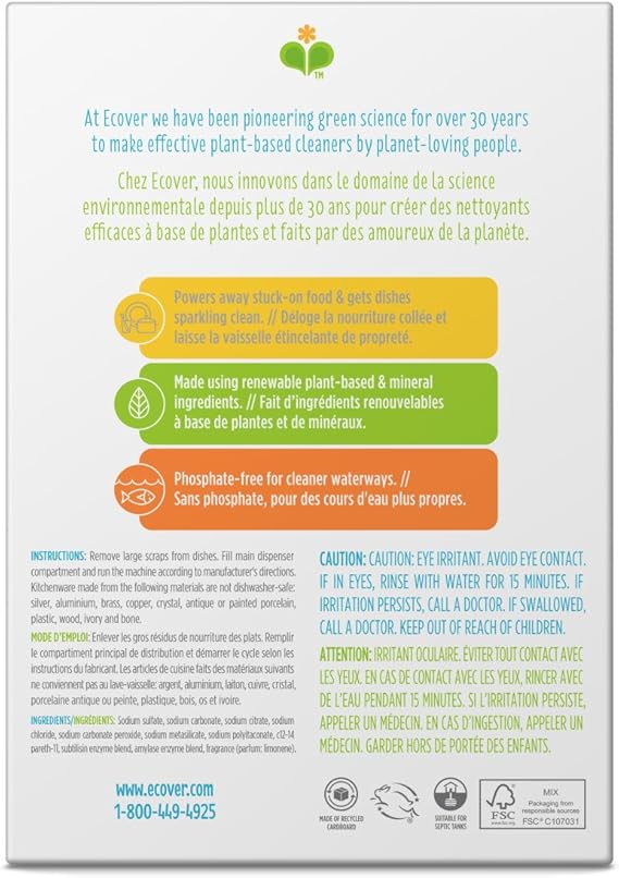 ECOVER Auto Dishwasher, Pwdr 48 OZ