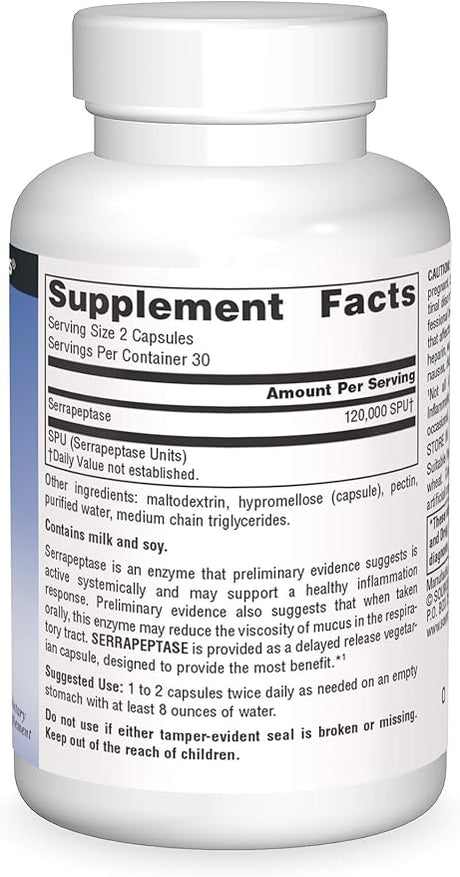 SOURCE NATURALS SERRAPEPTASE VEGICAP 60VC