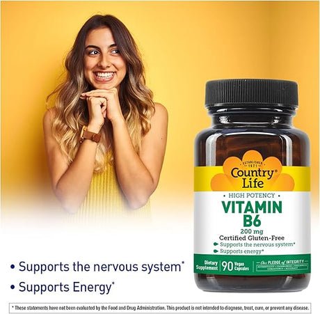 Country Life VITAMIN B-6 200MG 90 Vegicaps