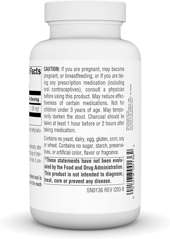 SOURCE NATURALS CHARCOAL 260MG CAPS 200C