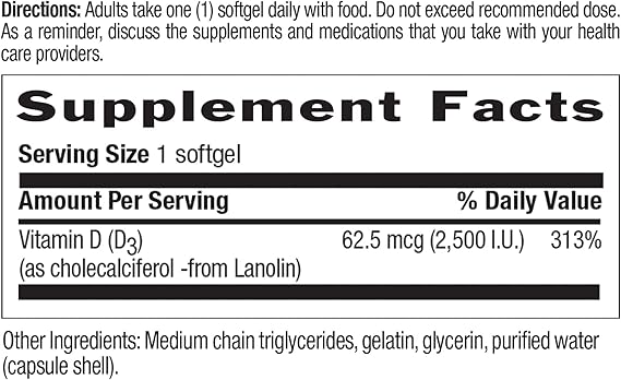 Country Life VITAMIN D3 2500IU 60 Softgel