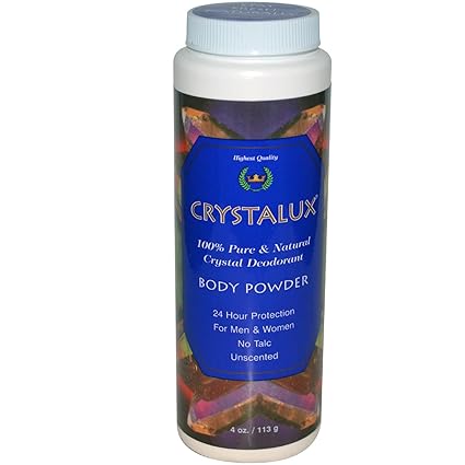 CRYSTALUX 100% PURE & NATURAL CRYSTAL DEODORANT BODY POWDER 4OZ