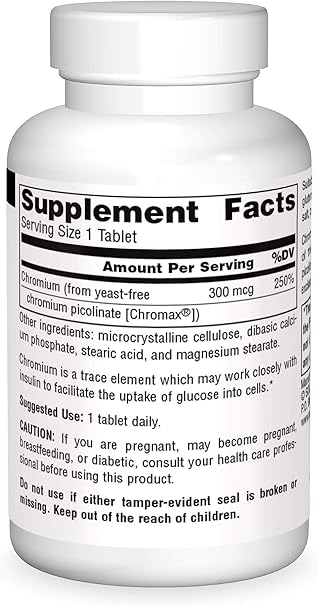 SOURCE NATURALS CHROMIUM PICOLINATE 300MCG 120