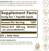 Solgar Vitamin B12 500 mcg Vegetable Capsules 100V cap