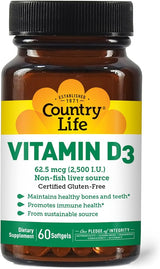 Country Life VITAMIN D3 2500IU 60 Softgel