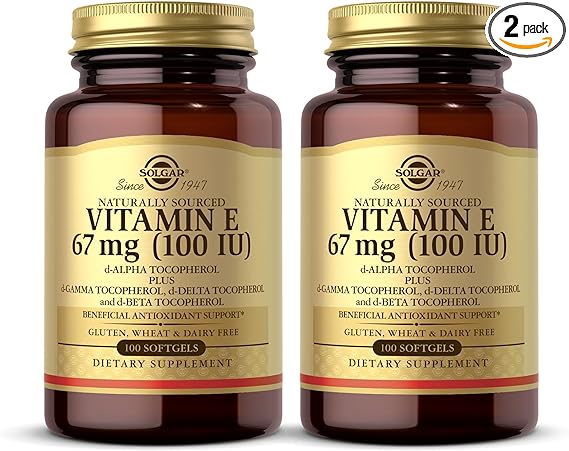 Solgar Vitamin E 67 mg (100 IU) Mixed Softgels (d-Alpha Tocopherol & Mixed Tocopherols) 100softgel