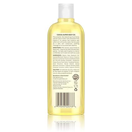 Queen Helene Natural Cocoa Butter Moisturizing Body Oil with Vitamin E, 10 fl oz