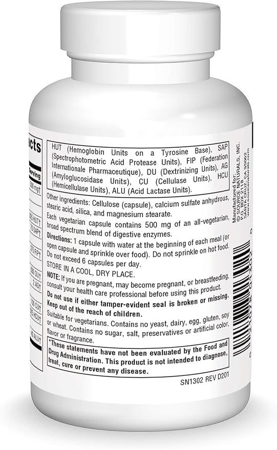 SOURCE NATURALSESSENTIAL ENZYMES 500MG 120C