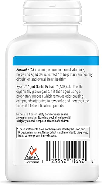 Kyolic Aged Garlic Extract Formula 106, Circulation Health, 200 Capsules
