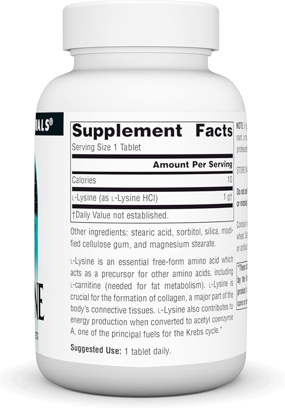 SOURCE NATURALS L-LYSINE TAB 1000MG 100T Williams Natural Foods SOURCE NATURALS L-LYSINE TAB 1000MG 100T Williams Natural Foods