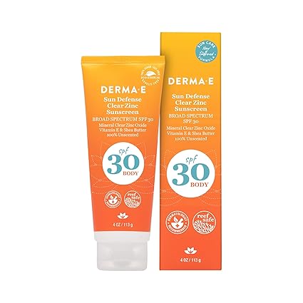 DERMA E.SUN DEFENSE CLEAR ZINC SPF30 BODY 4OZ