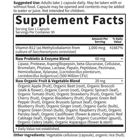 Garden of Life Vitamin Code Raw B-12 30ct CAPSULES