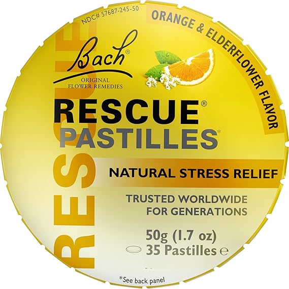 Bach Rescue Pastilles Natural Stress Relief Orange & Elderflower Flavor