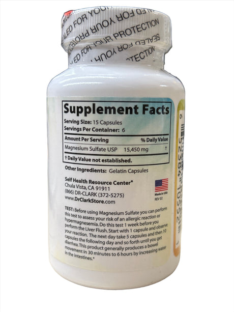 Magnesium Sulfate (Epson Salt) 1030 mg 100 Capsules