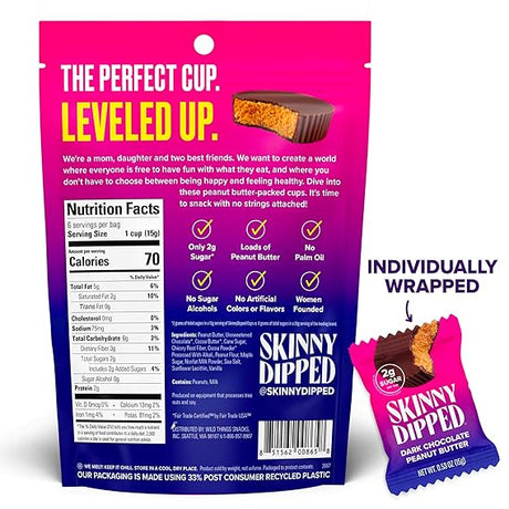 SKINNYDIPPED Dark Chocolate Peanut Butter Cup 3.17 OZ