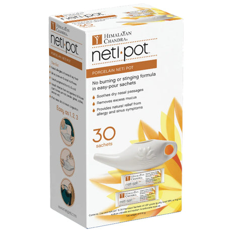 HIMALAYAN CHANDRA PORCELAIN NETI POT 30 SACHETS 1PC