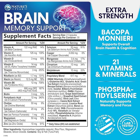 Brainstrong Memory Support Label Memory & Focus Brain Support 60 Capsules – Williams Natural Foods