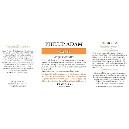 PHILLIP ADAM COCONUT HAND AND BODY WASH 13.5OZ
